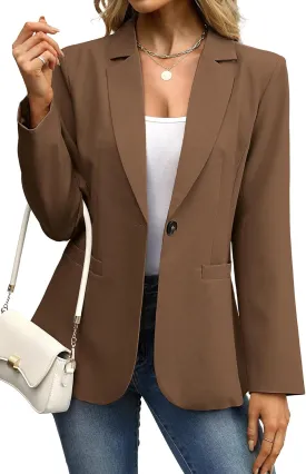ELLEVEN Women's Blazer Business Casual Lightweight Suit - Long Sleeve Slim Fit Work Office Jacket with Pockets