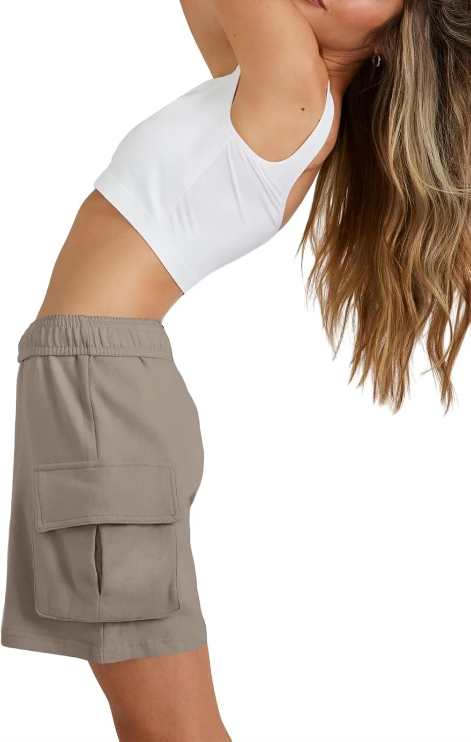 Fisoew Sweat Shorts for Women Casual Summer Drawstring Cargo Short Athletic Running Workout Baggy Shorts