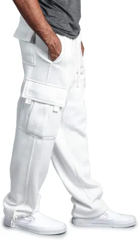 G-Style USA Men's Solid Fleece Heavyweight Cargo Pants