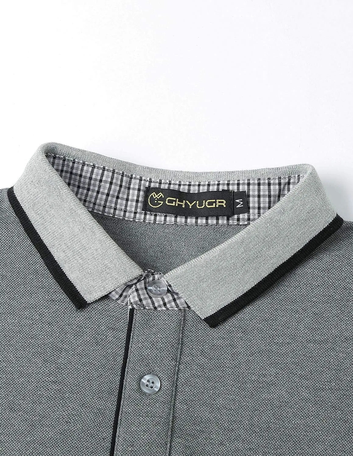 GHYUGR Men's Polo Shirts Short Sleeve Polo Casual Contrast Color Splice T-Shirt