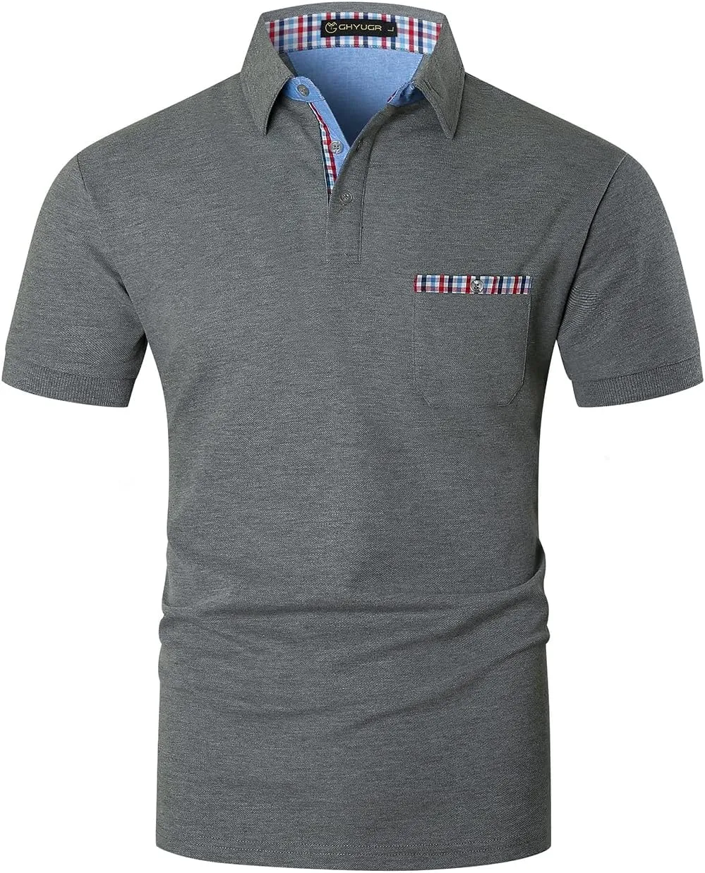 GHYUGR Men's Polo Shirts Short Sleeve Polo Casual Contrast Color Splice T-Shirt
