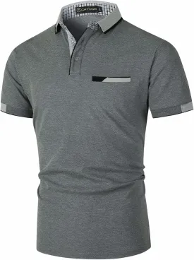 GHYUGR Men's Polo Shirts Short Sleeve Polo Casual Contrast Color Splice T-Shirt