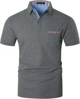 GHYUGR Men's Polo Shirts Short Sleeve Polo Casual Contrast Color Splice T-Shirt