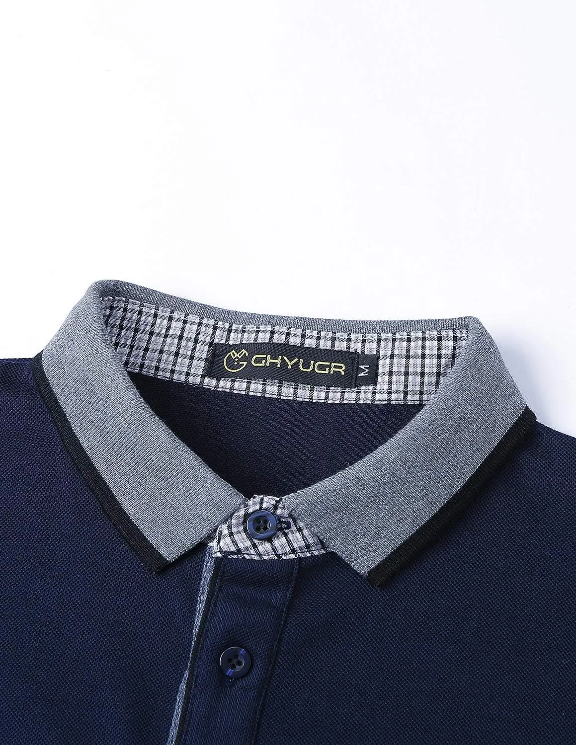 GHYUGR Men's Polo Shirts Short Sleeve Polo Casual Contrast Color Splice T-Shirt