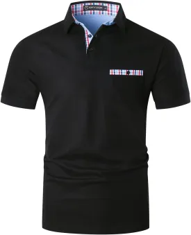 GHYUGR Men's Polo Shirts Short Sleeve Polo Casual Contrast Color Splice T-Shirt