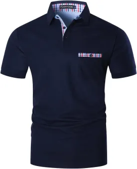 GHYUGR Men's Polo Shirts Short Sleeve Polo Casual Contrast Color Splice T-Shirt