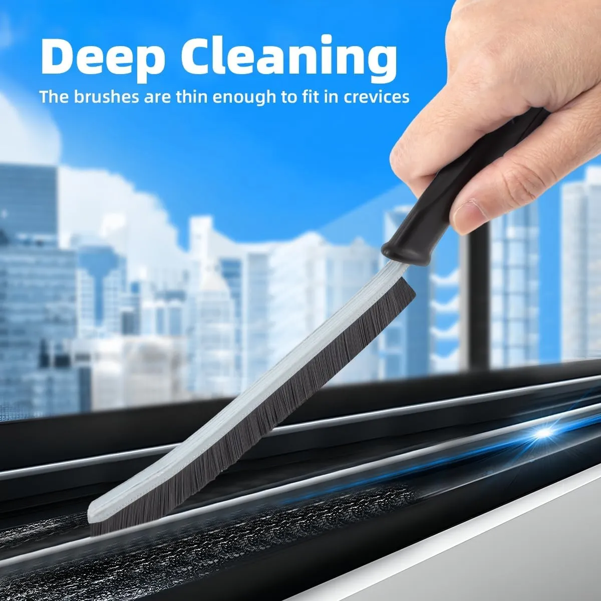 Hard Bristle Crevice Cleaning Brush-Thin Gap Scrub Brush, Small Cleaning Brush, Grout Brush, Kitchen Brush, Cleaning Tools for Toilet, Bathroom, Sink, Home, Household, Window (3, Black)