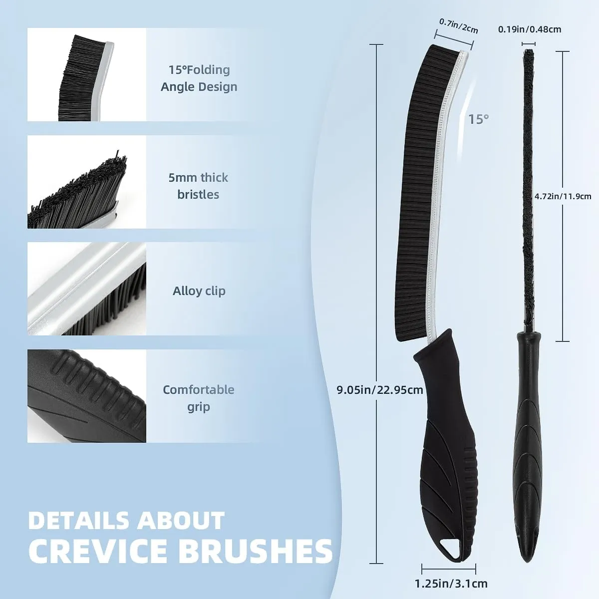 Hard Bristle Crevice Cleaning Brush-Thin Gap Scrub Brush, Small Cleaning Brush, Grout Brush, Kitchen Brush, Cleaning Tools for Toilet, Bathroom, Sink, Home, Household, Window (3, Grey)