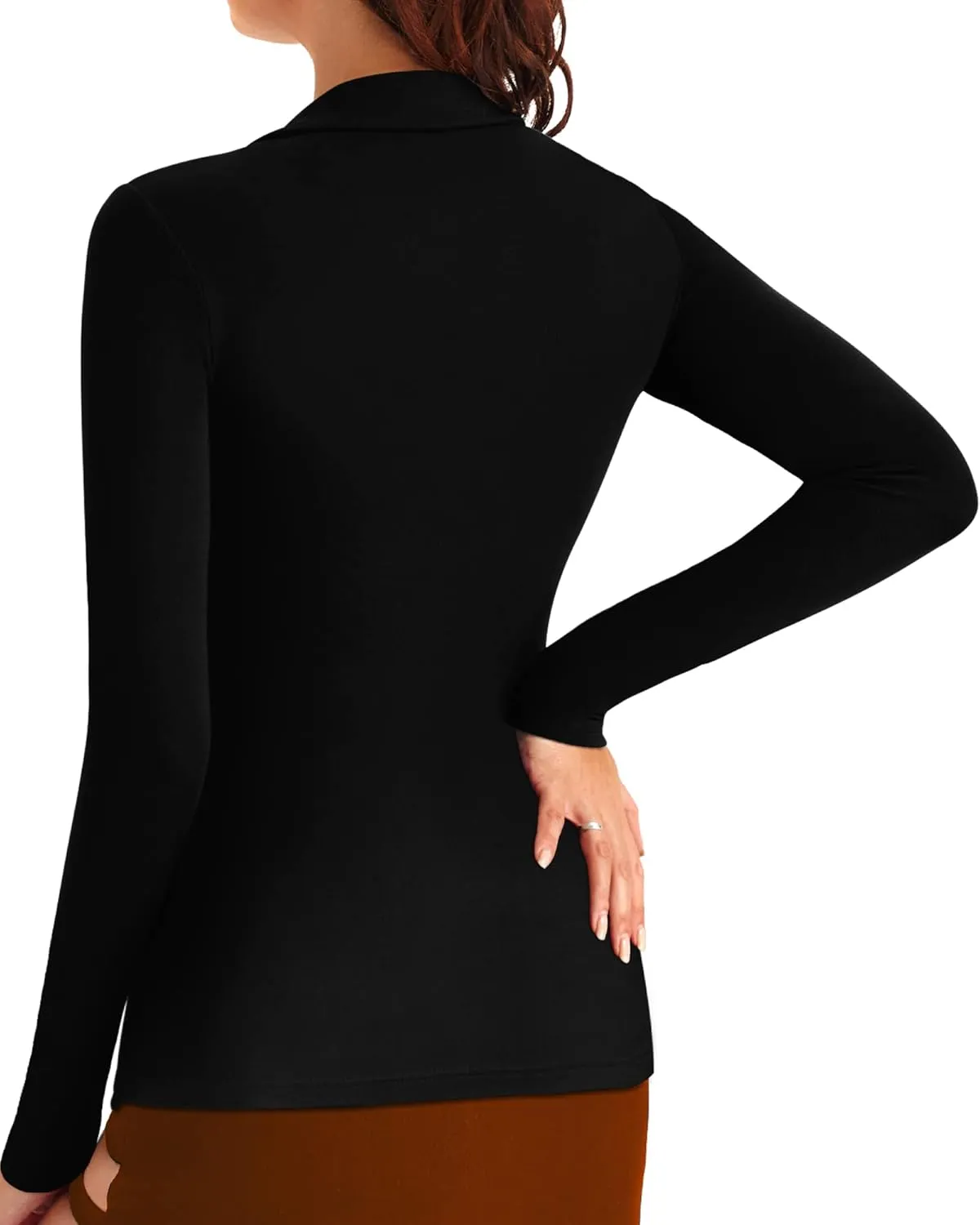 HERLOLLYCHIPS Womens Long Sleeve Short Sleeve Collared Polo Tops V Neck Button Down Fitted Shirts
