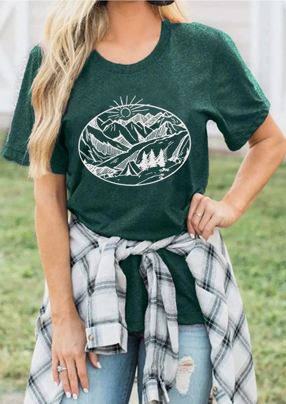Hiking Mountain Tank Tops for Women Funny Pine Tree Sunrise Graphic Workout Tanks Summer Sleeveless Loose Fit Shirts Tops