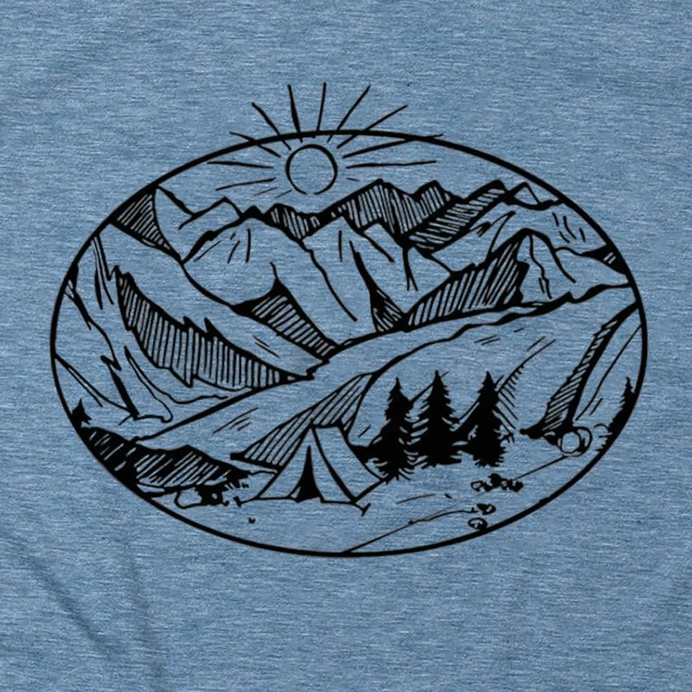 Hiking Mountain Tank Tops for Women Funny Pine Tree Sunrise Graphic Workout Tanks Summer Sleeveless Loose Fit Shirts Tops