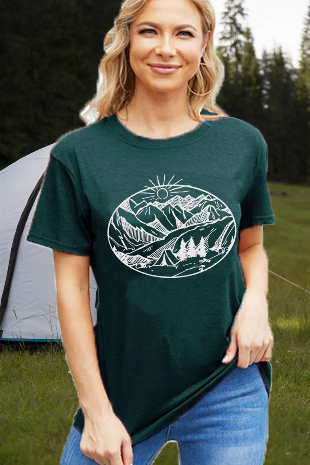 Hiking Mountain Tank Tops for Women Funny Pine Tree Sunrise Graphic Workout Tanks Summer Sleeveless Loose Fit Shirts Tops