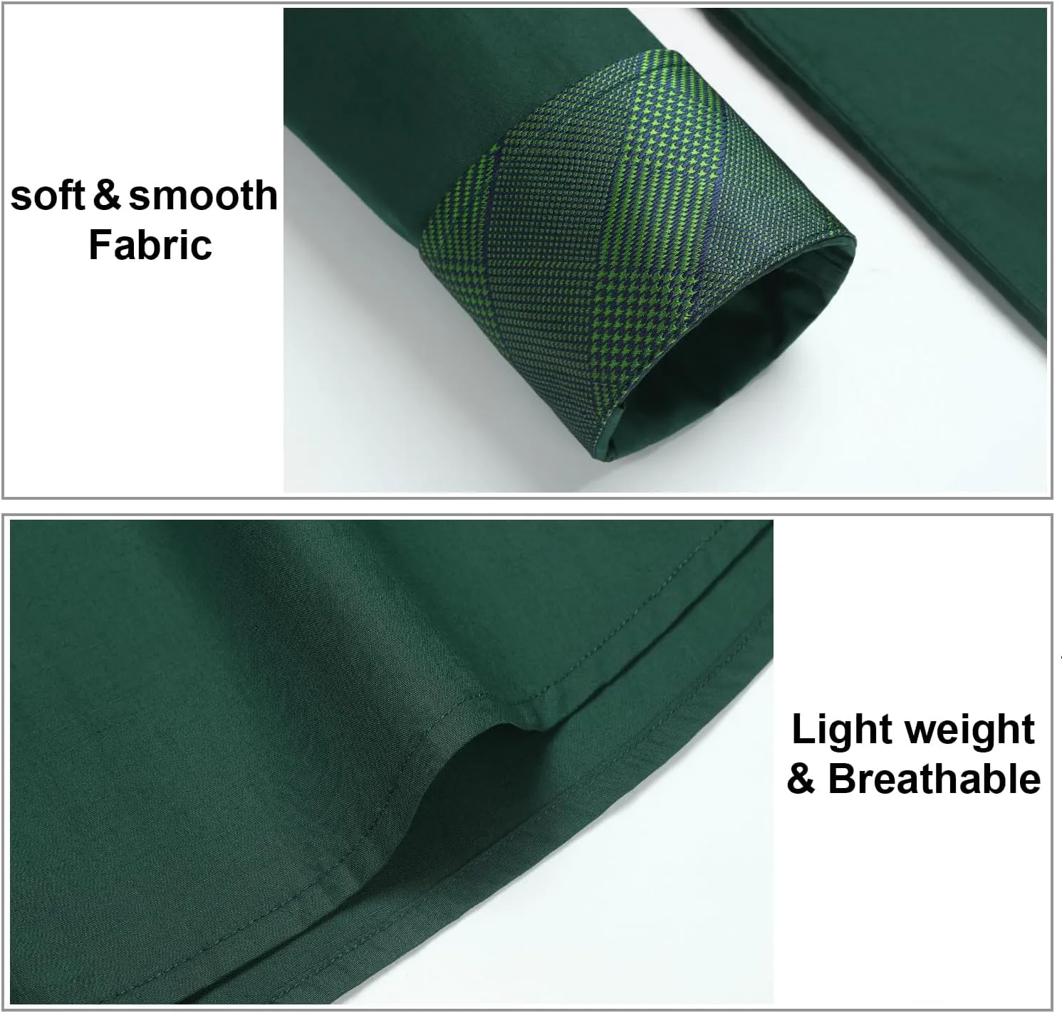 HISDERN Mens Business Dress Shirts Long Sleeve Casual Button Down Shirt Formal Inner Collar Contrast Shirt for Men Wedding