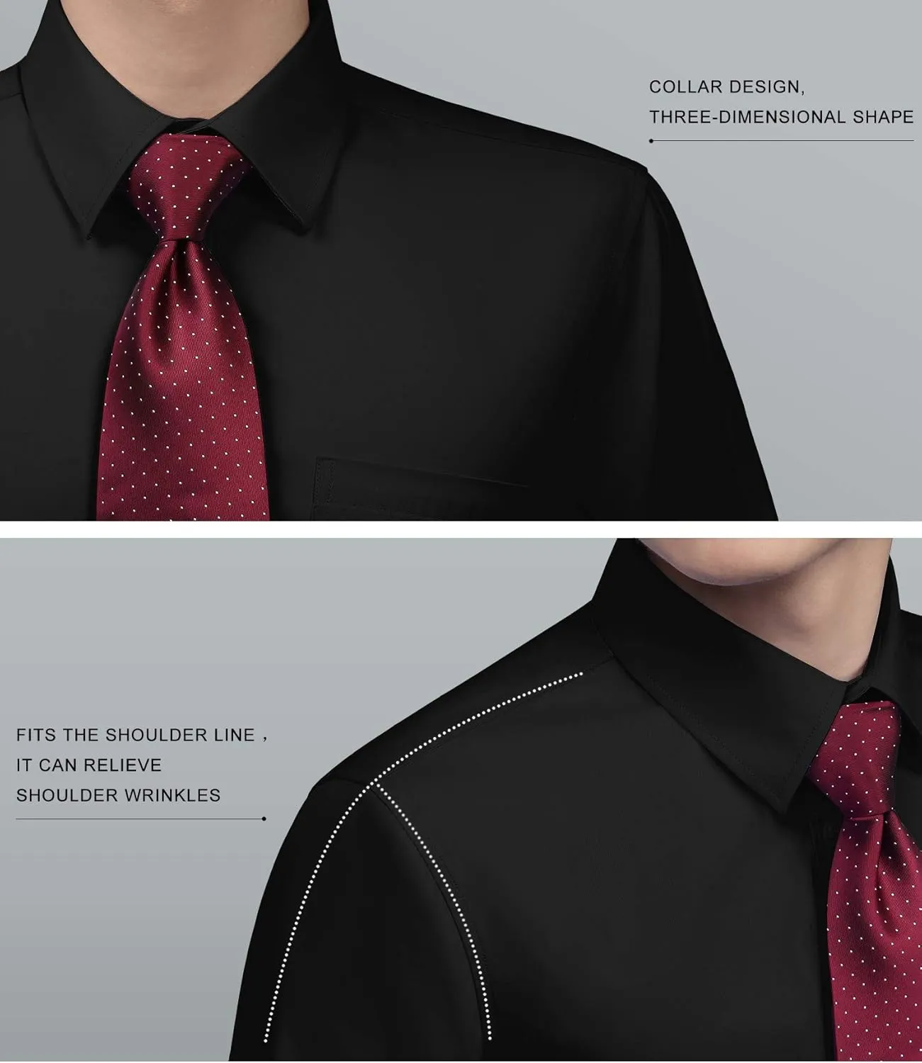 HISDERN Mens Business Dress Shirts Long Sleeve Casual Button Down Shirt Formal Inner Collar Contrast Shirt for Men Wedding