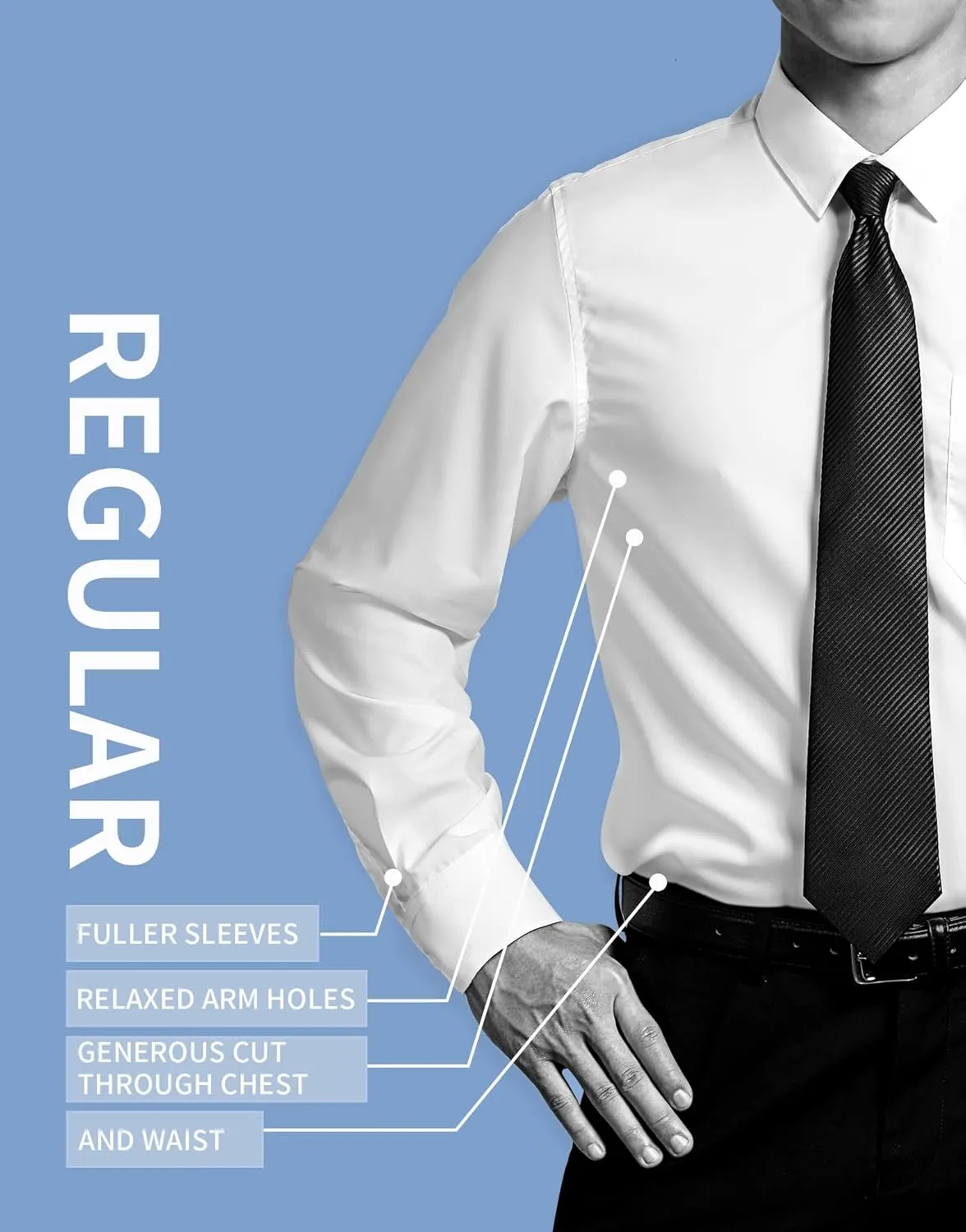 HISDERN Mens Business Dress Shirts Long Sleeve Casual Button Down Shirt Formal Inner Collar Contrast Shirt for Men Wedding