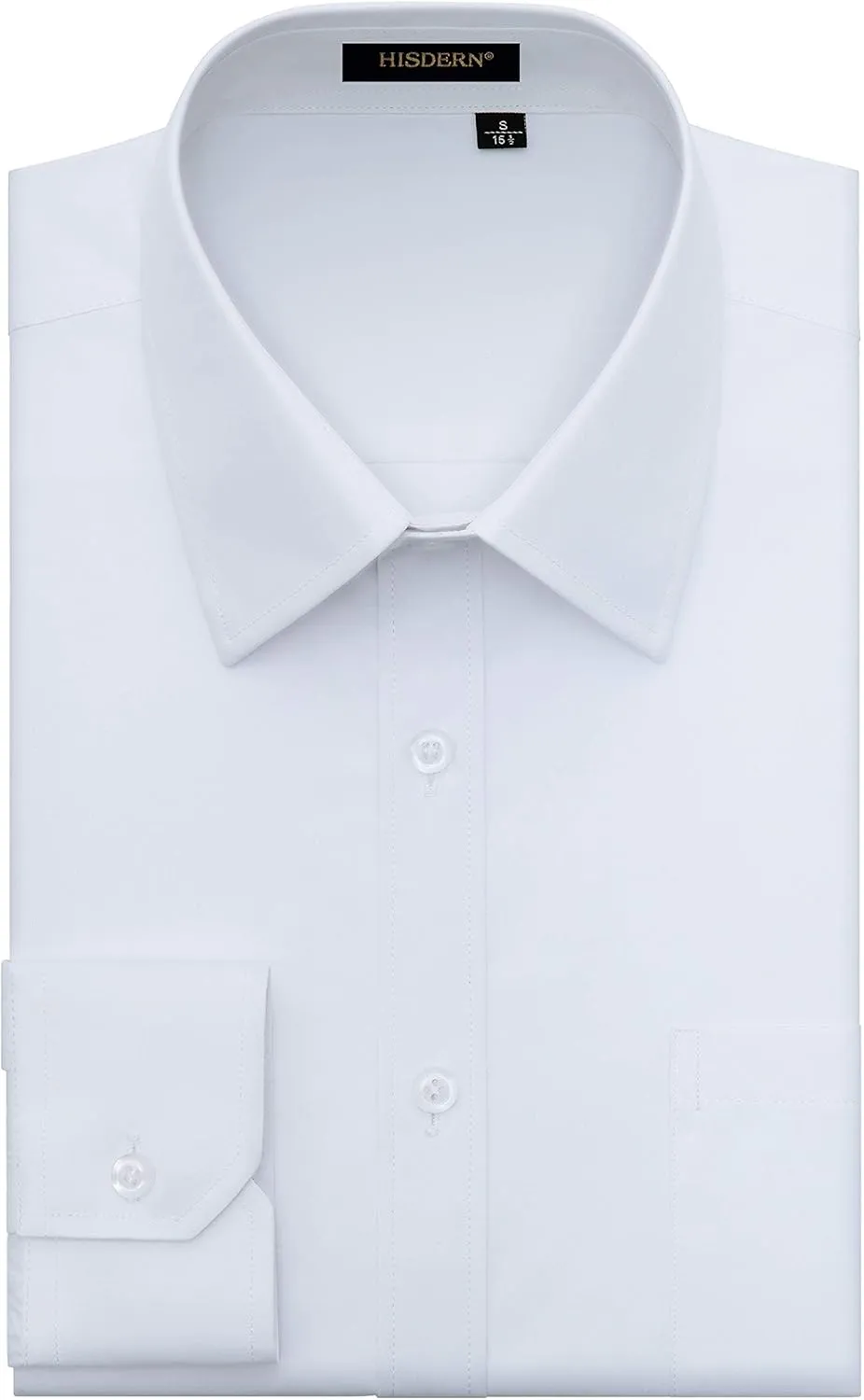 HISDERN Mens Business Dress Shirts Long Sleeve Casual Button Down Shirt Formal Inner Collar Contrast Shirt for Men Wedding