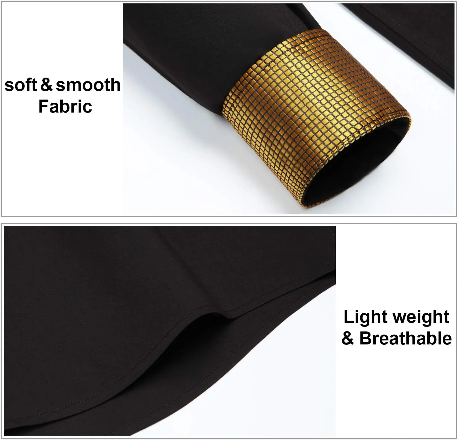 HISDERN Mens Business Dress Shirts Long Sleeve Casual Button Down Shirt Formal Inner Collar Contrast Shirt for Men Wedding