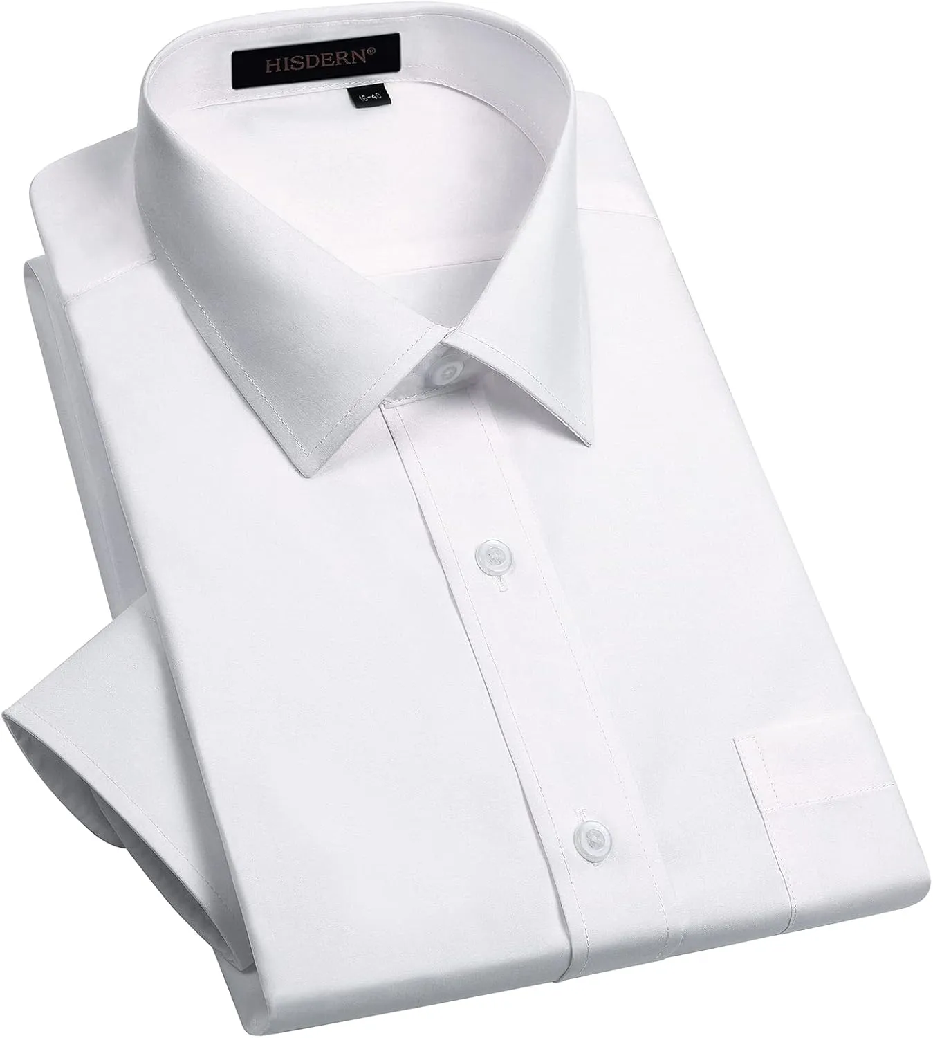 HISDERN Mens Business Dress Shirts Long Sleeve Casual Button Down Shirt Formal Inner Collar Contrast Shirt for Men Wedding