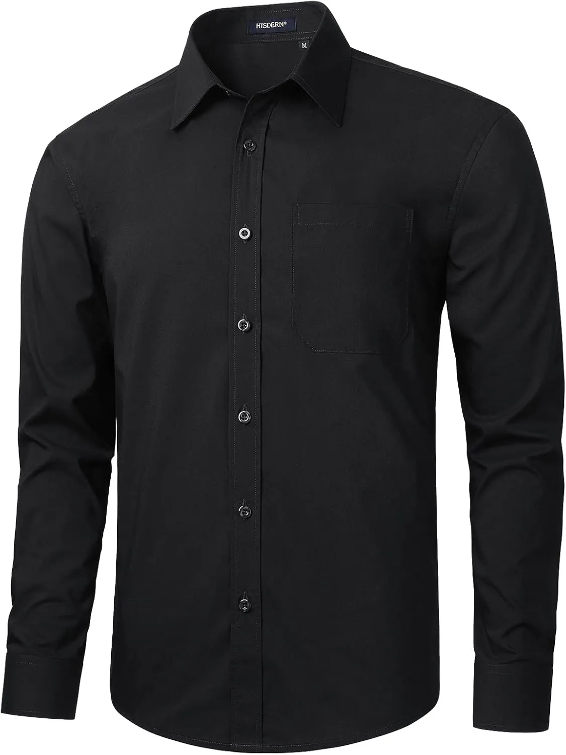 HISDERN Mens Business Dress Shirts Long Sleeve Casual Button Down Shirt Formal Inner Collar Contrast Shirt for Men Wedding