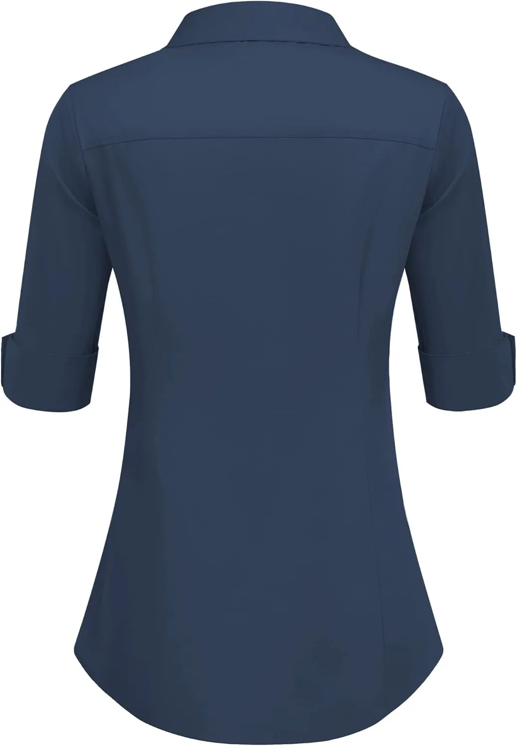 HOTOUCH Womens 3/4 Sleeve Button Down Shirt Slim Fit Work Blouses Cotton Dress Shirts Office Tops