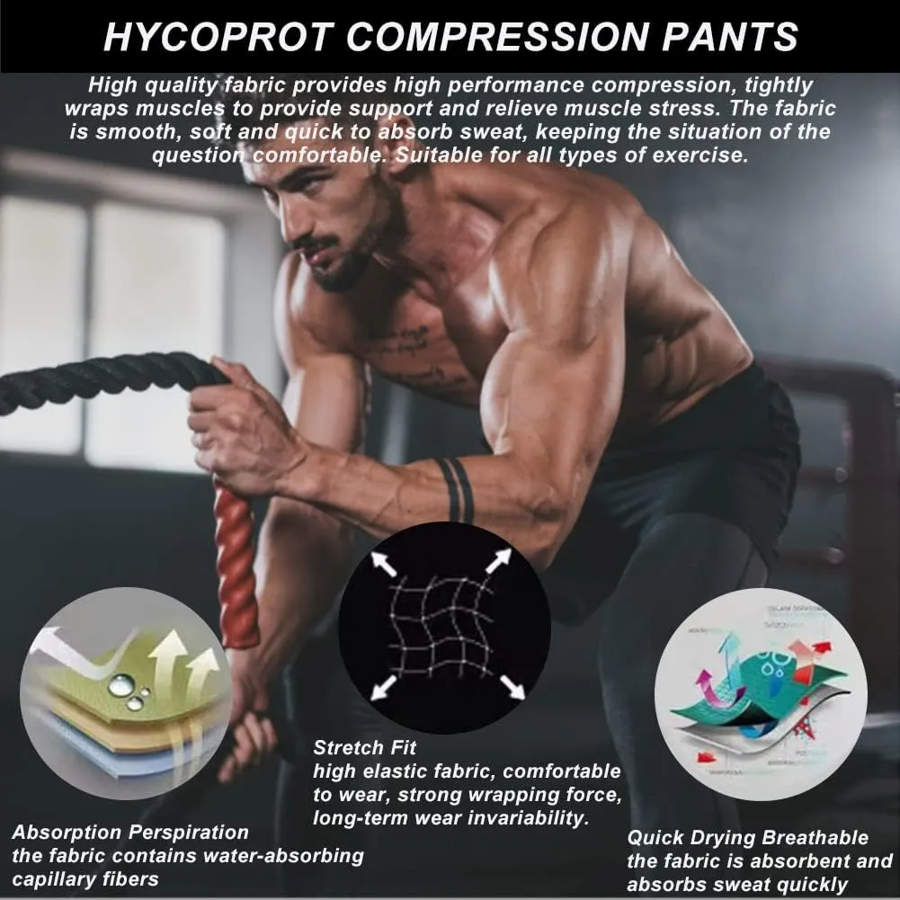 HYCOPROT Men's Compression Pants Athletic Tight,Leggings Base Layer Bottoms for Running Workout Sports Yoga Basketball