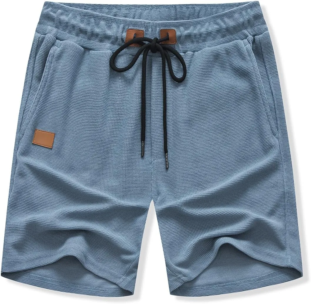 JMIERR Men's Casual 5"/ 7" Shorts Waffle Elastic Waist Drawstring Workout Running Jogging Beach Sweat Shorts with Pockets