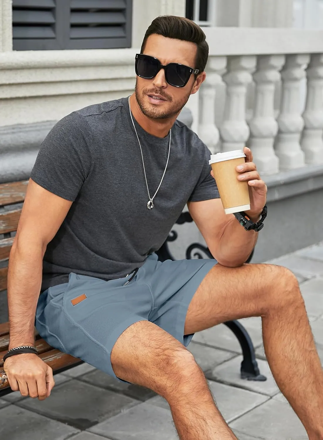 JMIERR Men's Casual 5"/ 7" Shorts Waffle Elastic Waist Drawstring Workout Running Jogging Beach Sweat Shorts with Pockets