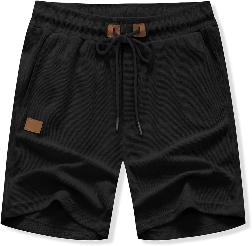 JMIERR Men's Casual 5"/ 7" Shorts Waffle Elastic Waist Drawstring Workout Running Jogging Beach Sweat Shorts with Pockets