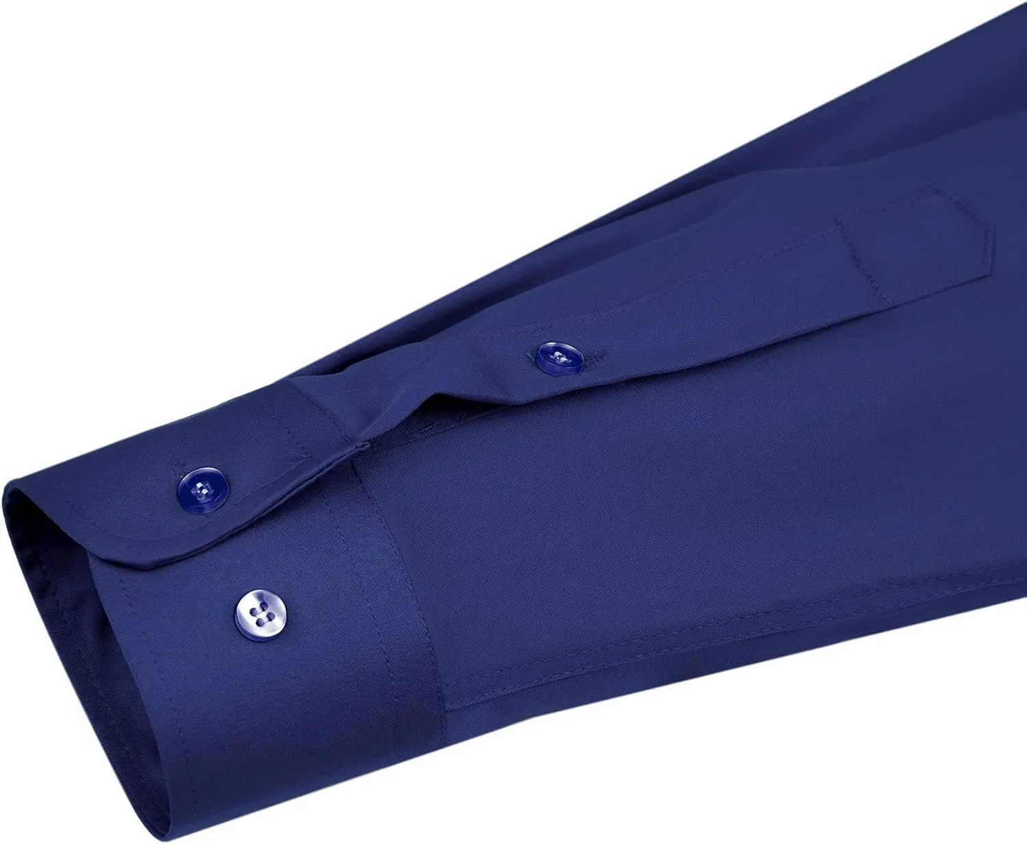 J.VER Men's Dress Shirts Solid Long Sleeve Stretch Wrinkle-Free Formal Shirt Business Casual Button Down Shirts