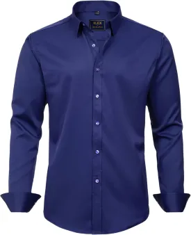 J.VER Men's Dress Shirts Solid Long Sleeve Stretch Wrinkle-Free Formal Shirt Business Casual Button Down Shirts