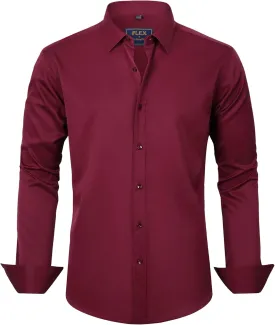 J.VER Men's Dress Shirts Solid Long Sleeve Stretch Wrinkle-Free Formal Shirt Business Casual Button Down Shirts