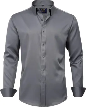 J.VER Men's Dress Shirts Solid Long Sleeve Stretch Wrinkle-Free Formal Shirt Business Casual Button Down Shirts