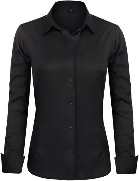 J.VER Womens Dress Shirts Long Sleeve Button Down Shirts Wrinkle-Free Solid Work Blouse