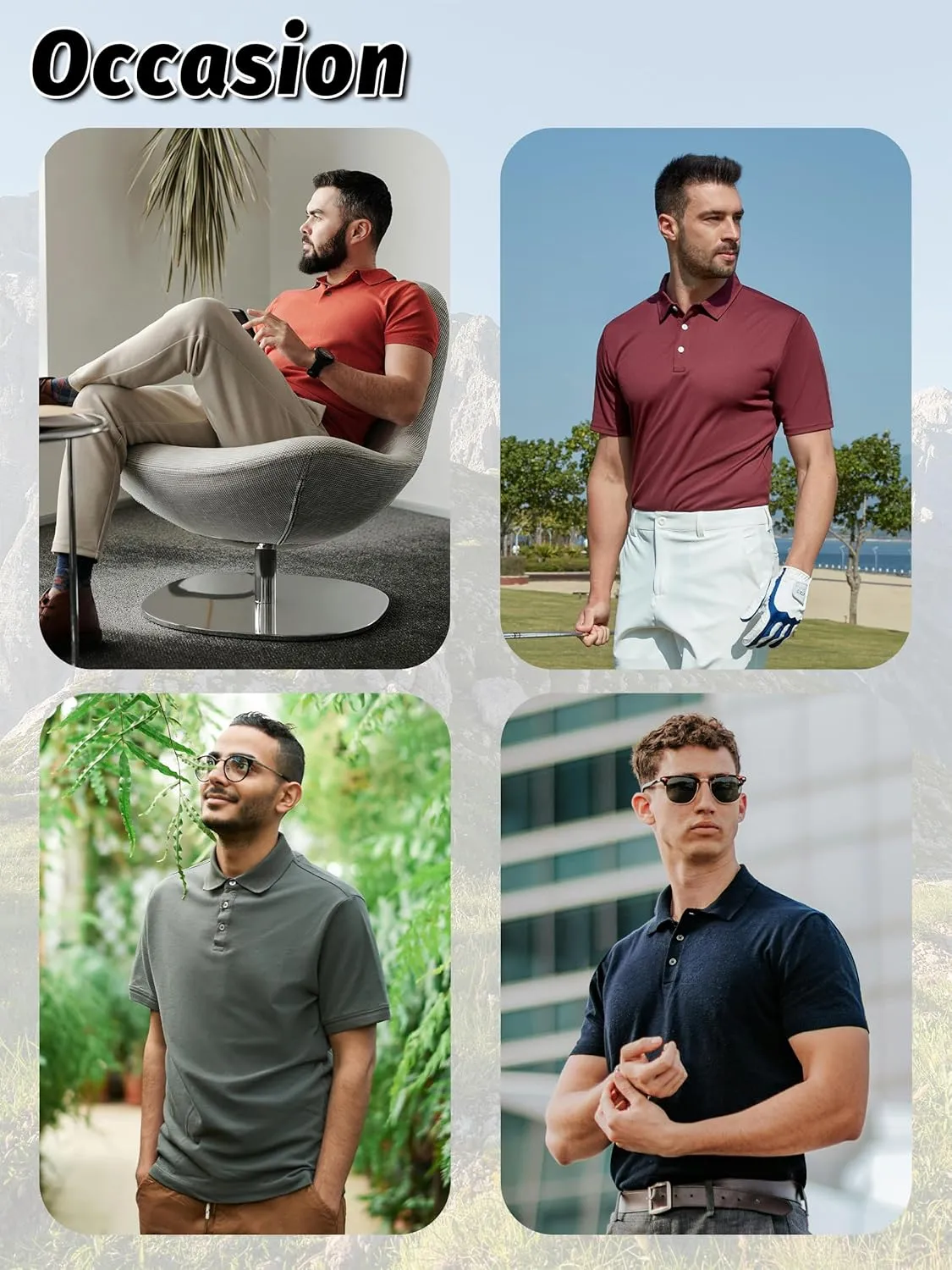 KEFITEVD Men's Polo Shirts Short Sleeve Dry Fit Collared T-Shirt Athletic Performance Polos for Running Golf Tennis
