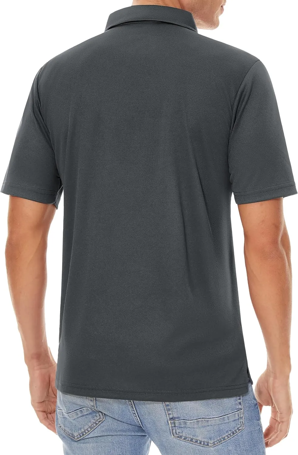 KEFITEVD Men's Polo Shirts Short Sleeve Dry Fit Collared T-Shirt Athletic Performance Polos for Running Golf Tennis