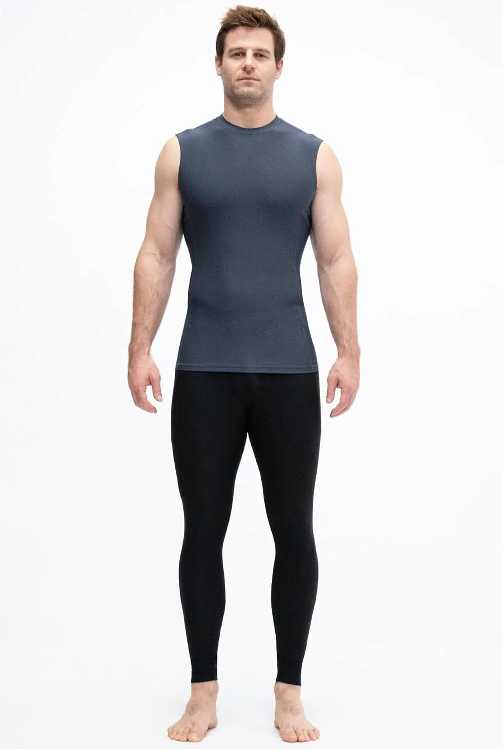 KISTA 3 Pack Men's Sleeveless Workout Shirts, Dry Fit Running Compression Cutoff Shirts, Athletic Base Layer Tank Top