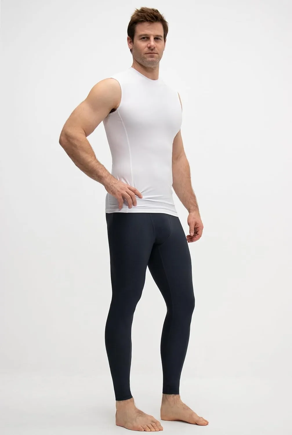 KISTA 3 Pack Men's Sleeveless Workout Shirts, Dry Fit Running Compression Cutoff Shirts, Athletic Base Layer Tank Top