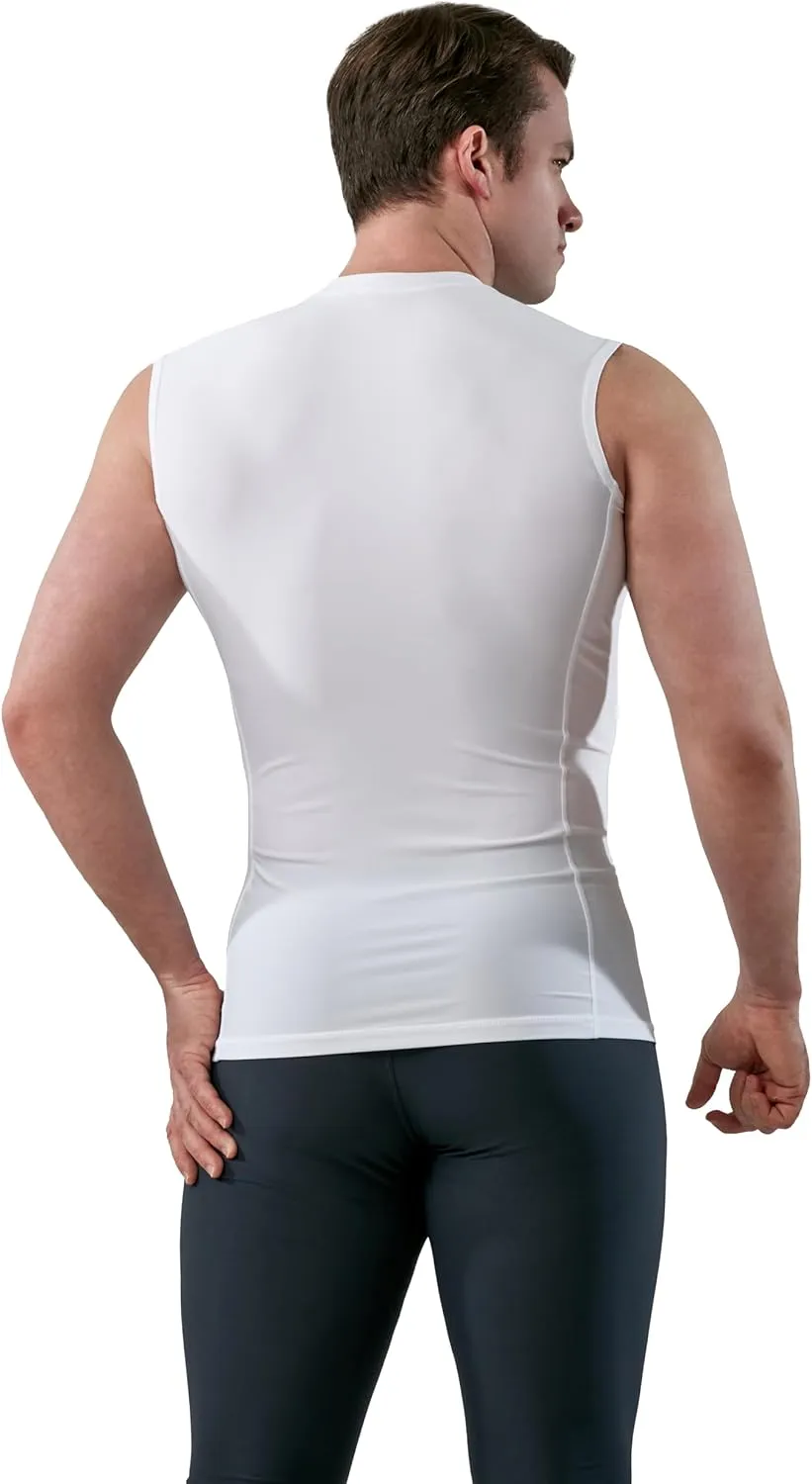 KISTA 3 Pack Men's Sleeveless Workout Shirts, Dry Fit Running Compression Cutoff Shirts, Athletic Base Layer Tank Top
