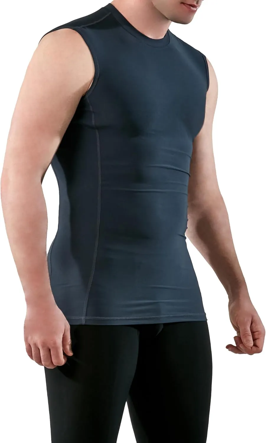 KISTA 3 Pack Men's Sleeveless Workout Shirts, Dry Fit Running Compression Cutoff Shirts, Athletic Base Layer Tank Top