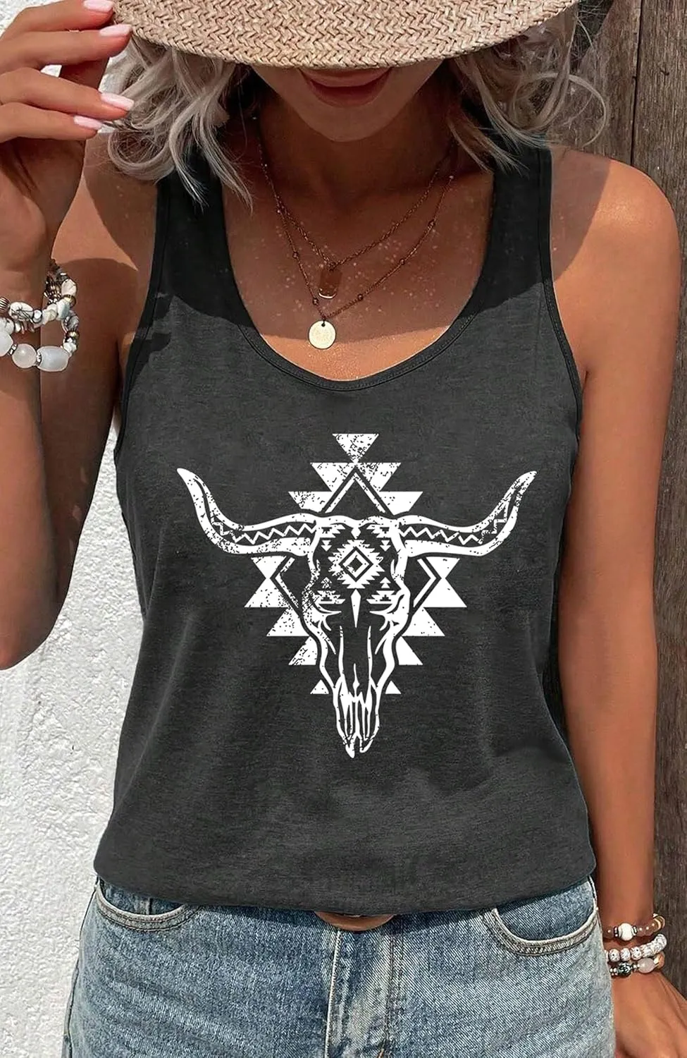 LANMERTREE Summer Vintage Racerback Tank Top Women A Little Country A Little Hood Funny Country Sleeveless Shirt Tops