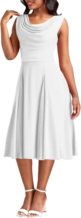 LightlyKiss Women's Summer Short Sleeved Casual Formal Church Wedding Guest Work Clothes