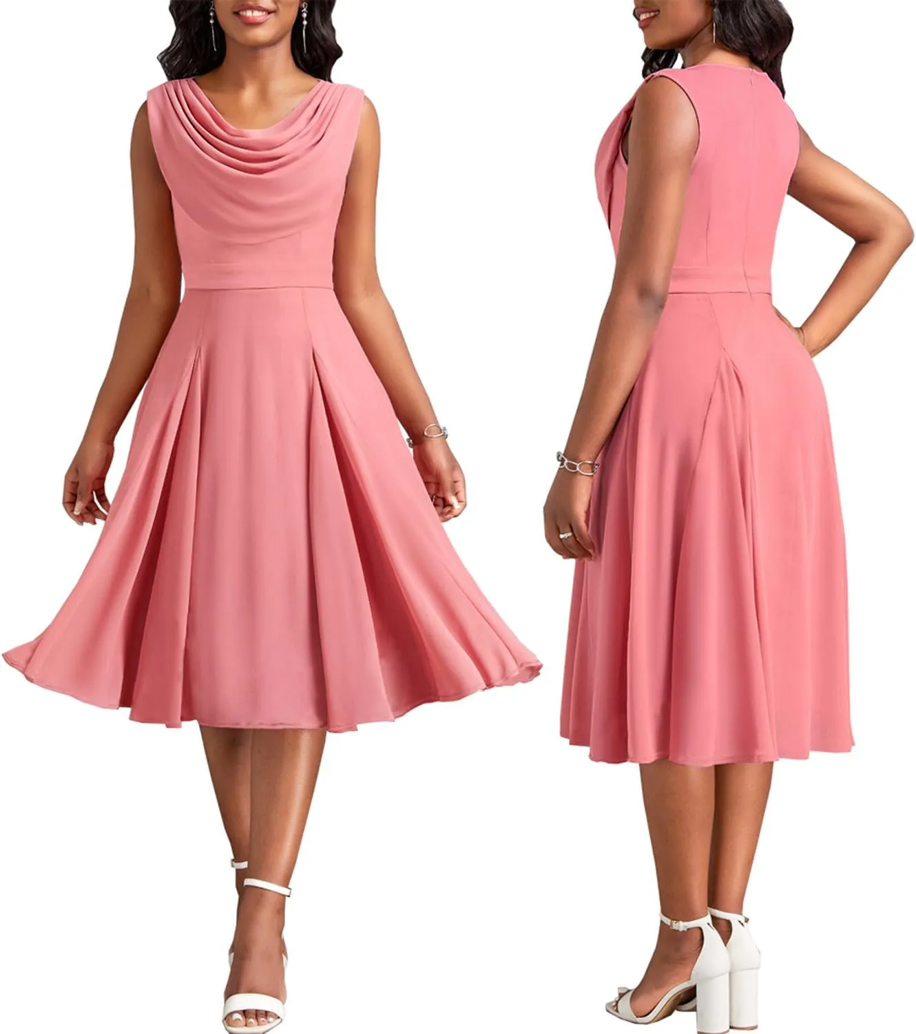 LightlyKiss Women's Summer Short Sleeved Casual Formal Church Wedding Guest Work Clothes
