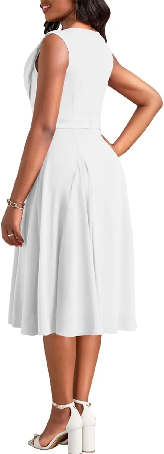 LightlyKiss Women's Summer Short Sleeved Casual Formal Church Wedding Guest Work Clothes