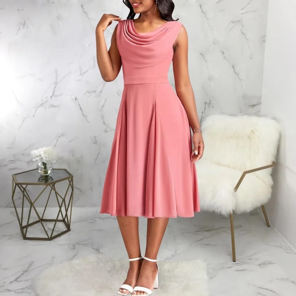 LightlyKiss Women's Summer Short Sleeved Casual Formal Church Wedding Guest Work Clothes