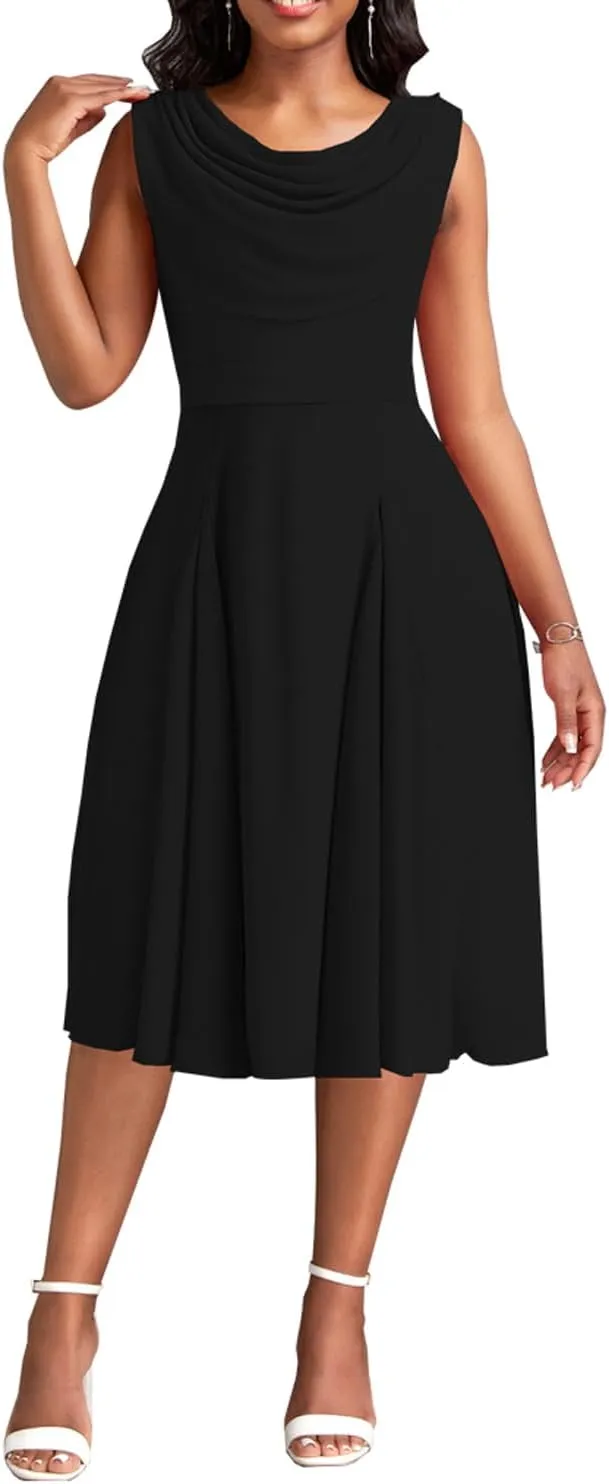 LightlyKiss Women's Summer Short Sleeved Casual Formal Church Wedding Guest Work Clothes