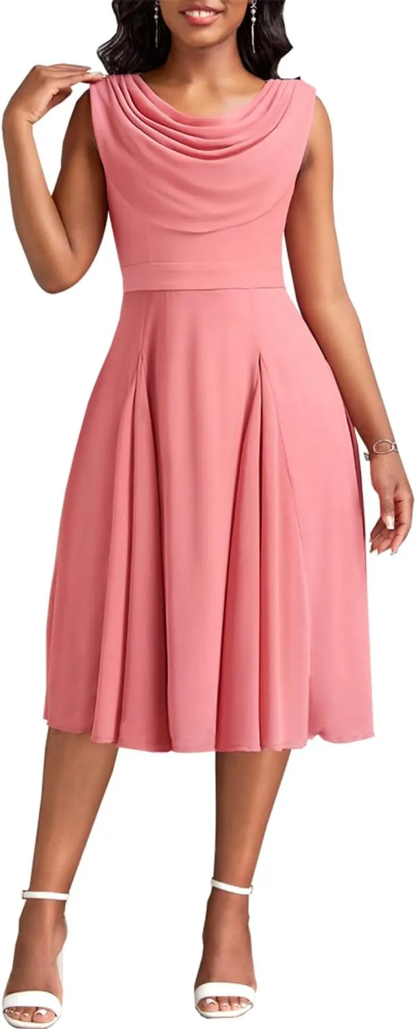 LightlyKiss Women's Summer Short Sleeved Casual Formal Church Wedding Guest Work Clothes