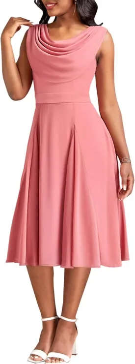 LightlyKiss Women's Summer Short Sleeved Casual Formal Church Wedding Guest Work Clothes