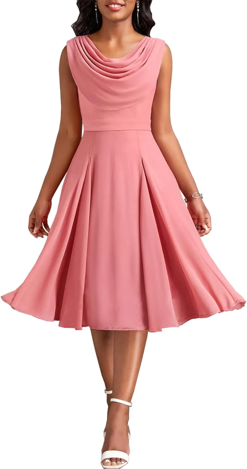 LightlyKiss Women's Summer Short Sleeved Casual Formal Church Wedding Guest Work Clothes