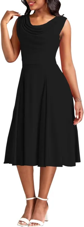 LightlyKiss Women's Summer Short Sleeved Casual Formal Church Wedding Guest Work Clothes