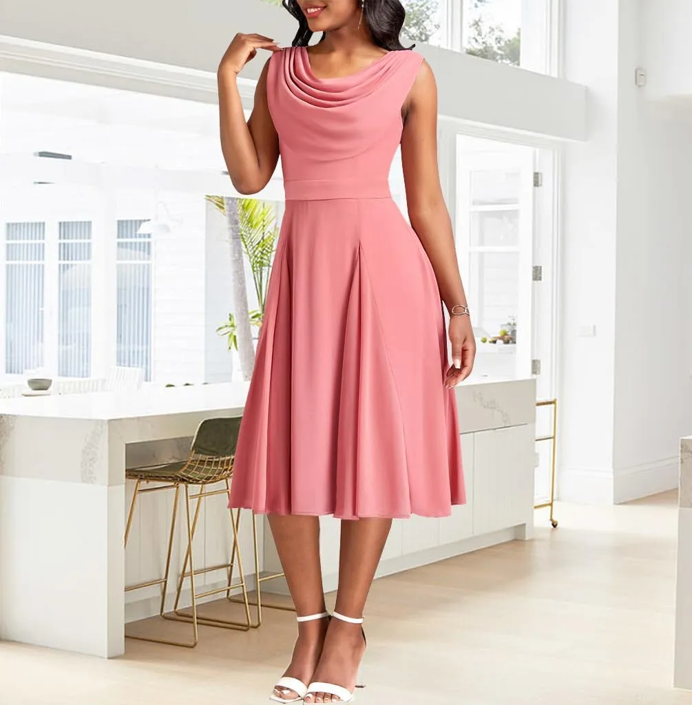 LightlyKiss Women's Summer Short Sleeved Casual Formal Church Wedding Guest Work Clothes